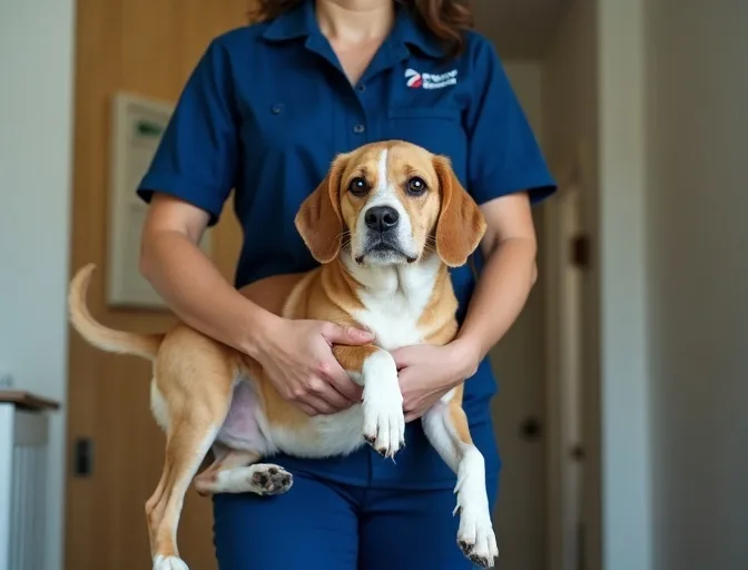 Technician respectfully transporting a deceased dog in Mccrae